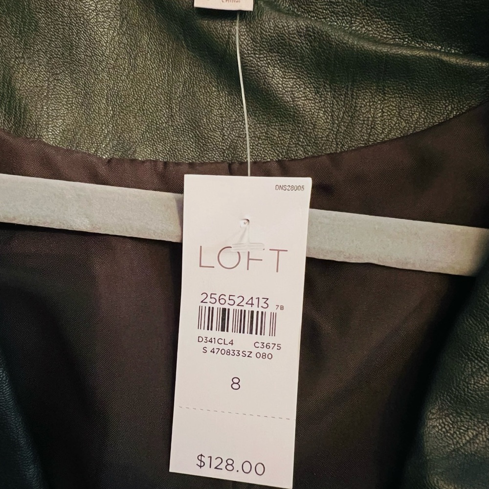 LOFT Forrest Green Leather Jacket - Picture 3 of 6